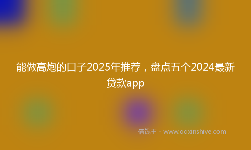 能做高炮的口子2025年推荐，盘点五个2024最新贷款app