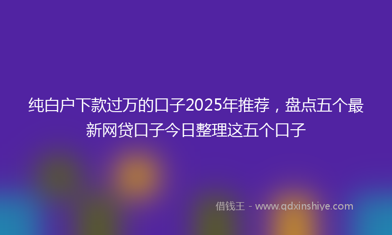 纯白户下款过万的口子2025年推荐，盘点五个最新网贷口子今日整理这五个口子