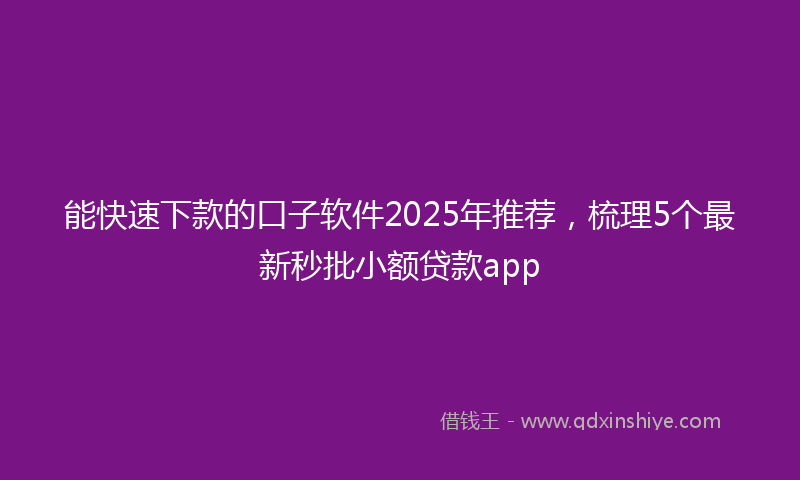 能快速下款的口子软件2025年推荐，梳理5个最新秒批小额贷款app