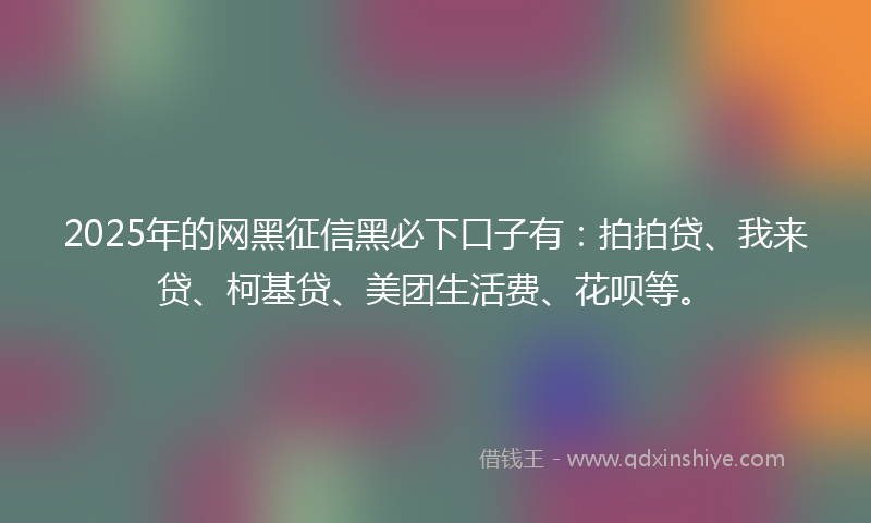 2025年的网黑征信黑必下口子有：拍拍贷、我来贷、柯基贷、美团生活费、花呗等。