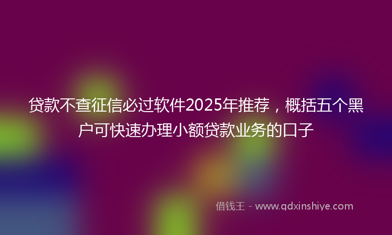 贷款不查征信必过软件2025年推荐，概括五个黑户可快速办理小额贷款业务的口子