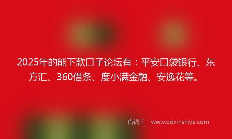 2025年的能下款口子论坛有：平安口袋银行、东方汇、360借条、度小满金融、安逸花等。