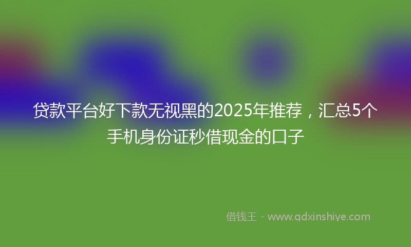 贷款平台好下款无视黑的2025年推荐，汇总5个手机身份证秒借现金的口子