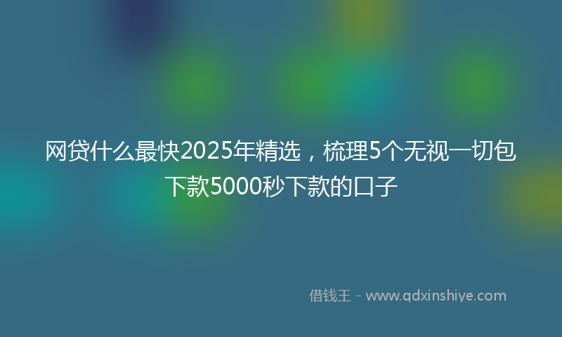 网贷什么最快2025年精选，梳理5个无视一切包下款5000秒下款的口子