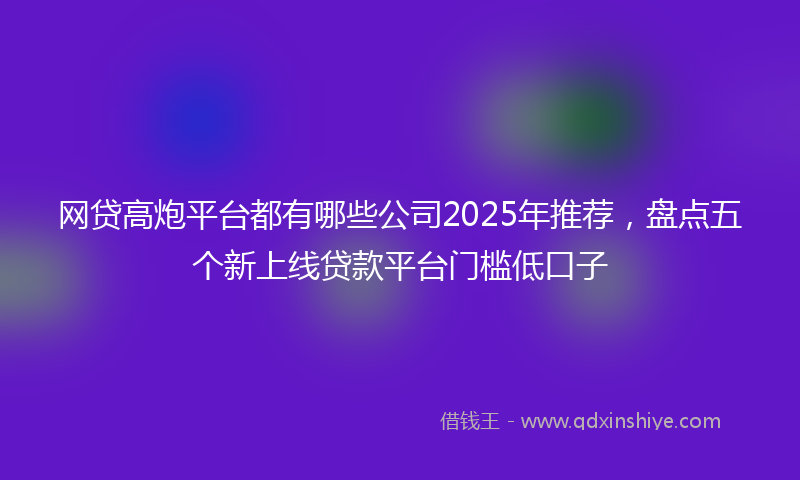网贷高炮平台都有哪些公司2025年推荐，盘点五个新上线贷款平台门槛低口子