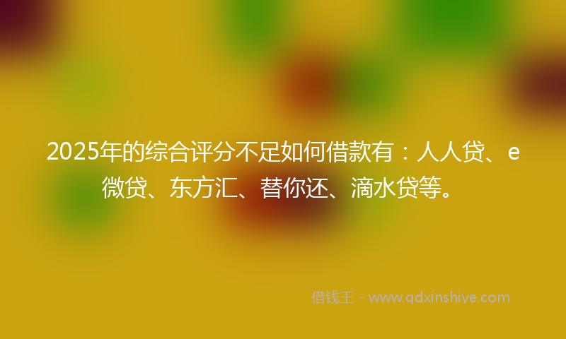 2025年的综合评分不足如何借款有：人人贷、e微贷、东方汇、替你还、滴水贷等。