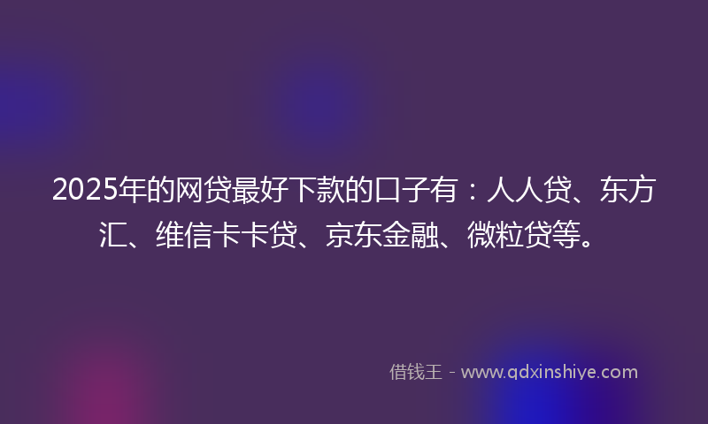 2025年的网贷最好下款的口子有：人人贷、东方汇、维信卡卡贷、京东金融、微粒贷等。