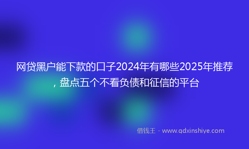 网贷黑户能下款的口子2024年有哪些2025年推荐，盘点五个不看负债和征信的平台