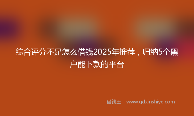 综合评分不足怎么借钱2025年推荐，归纳5个黑户能下款的平台