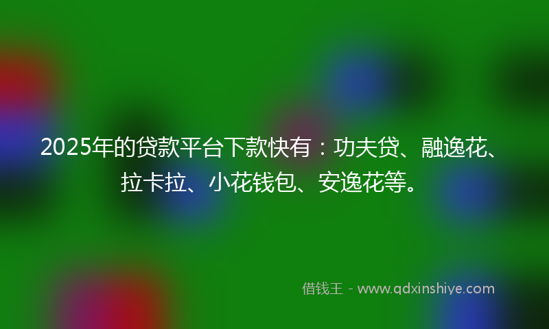 2025年的贷款平台下款快有：功夫贷、融逸花、拉卡拉、小花钱包、安逸花等。