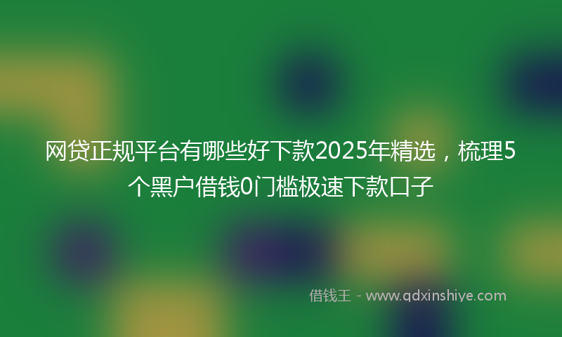网贷正规平台有哪些好下款2025年精选，梳理5个黑户借钱0门槛极速下款口子