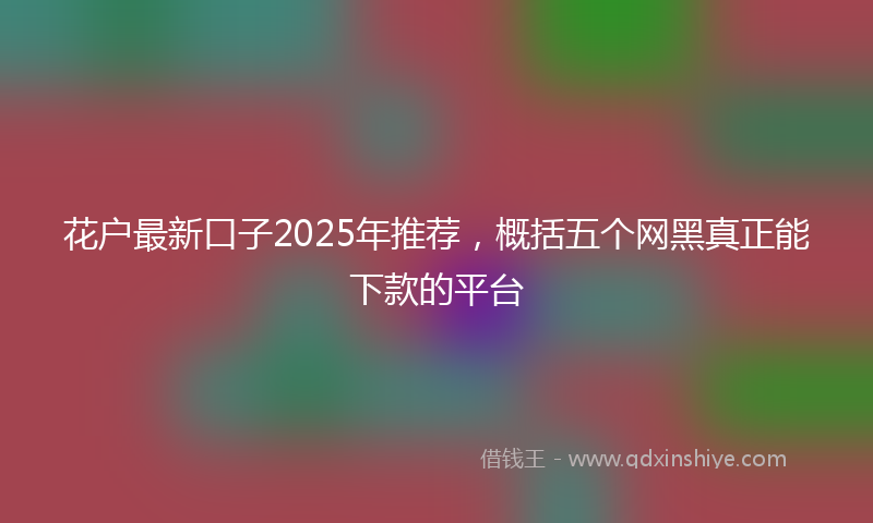 花户最新口子2025年推荐，概括五个网黑真正能下款的平台
