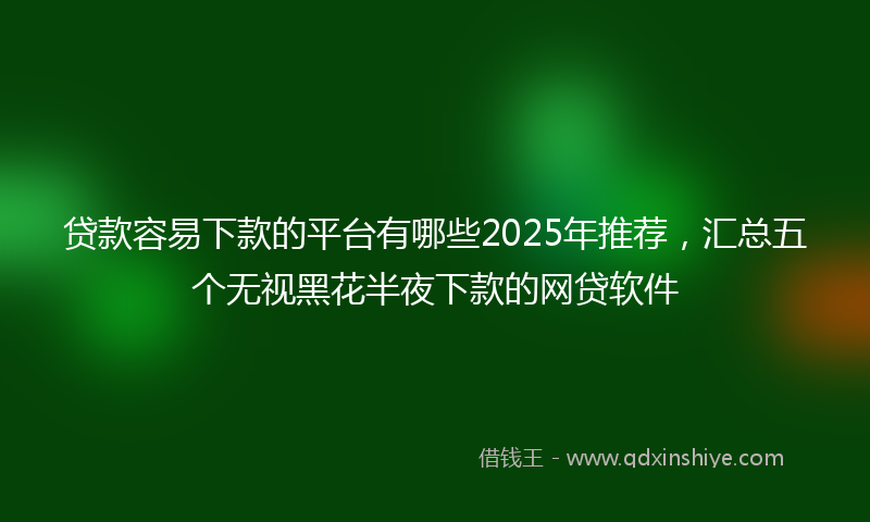 贷款容易下款的平台有哪些2025年推荐，汇总五个无视黑花半夜下款的网贷软件