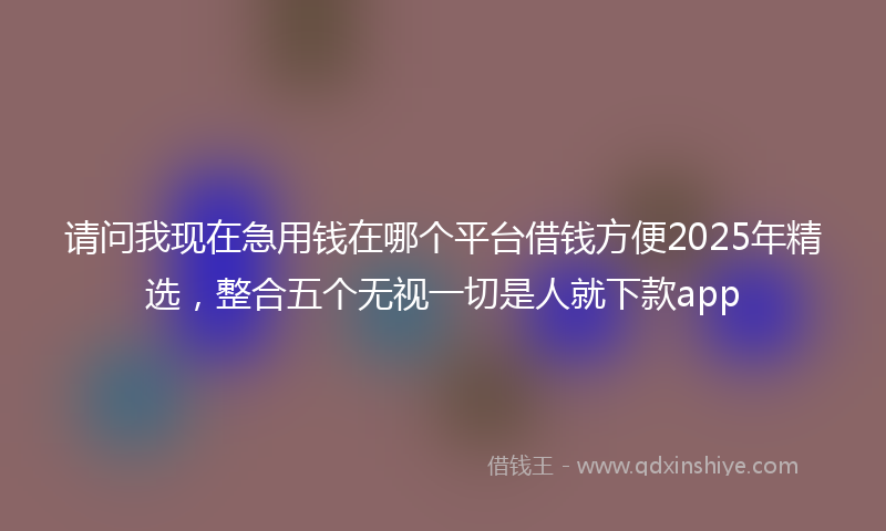请问我现在急用钱在哪个平台借钱方便2025年精选，整合五个无视一切是人就下款app