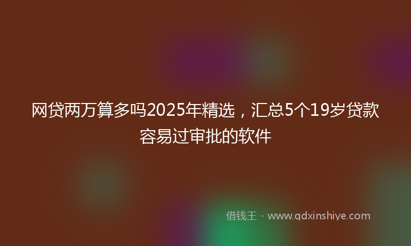 网贷两万算多吗2025年精选，汇总5个19岁贷款容易过审批的软件