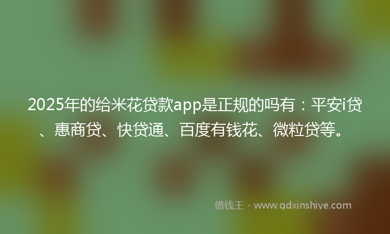 2025年的给米花贷款app是正规的吗有：平安i贷、惠商贷、快贷通、百度有钱花、微粒贷等。