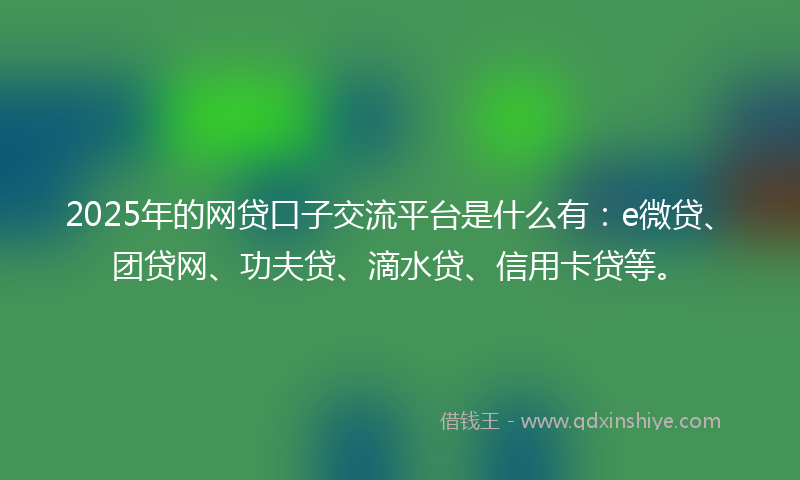 2025年的网贷口子交流平台是什么有：e微贷、团贷网、功夫贷、滴水贷、信用卡贷等。