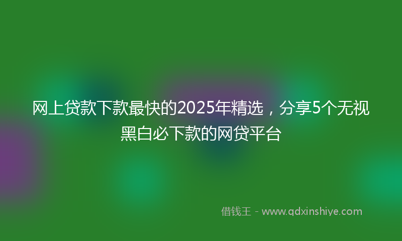 网上贷款下款最快的2025年精选，分享5个无视黑白必下款的网贷平台