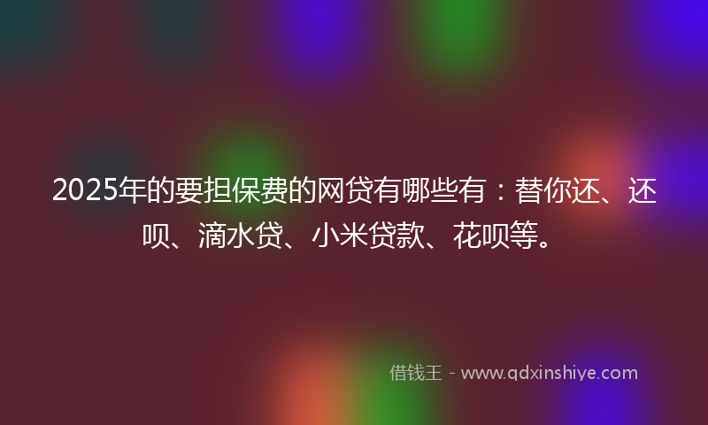 2025年的要担保费的网贷有哪些有：替你还、还呗、滴水贷、小米贷款、花呗等。