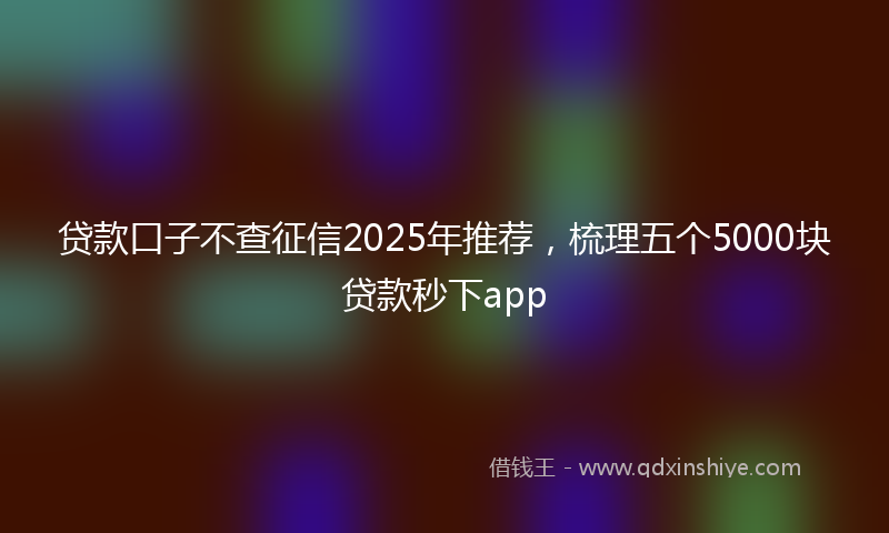 贷款口子不查征信2025年推荐，梳理五个5000块贷款秒下app