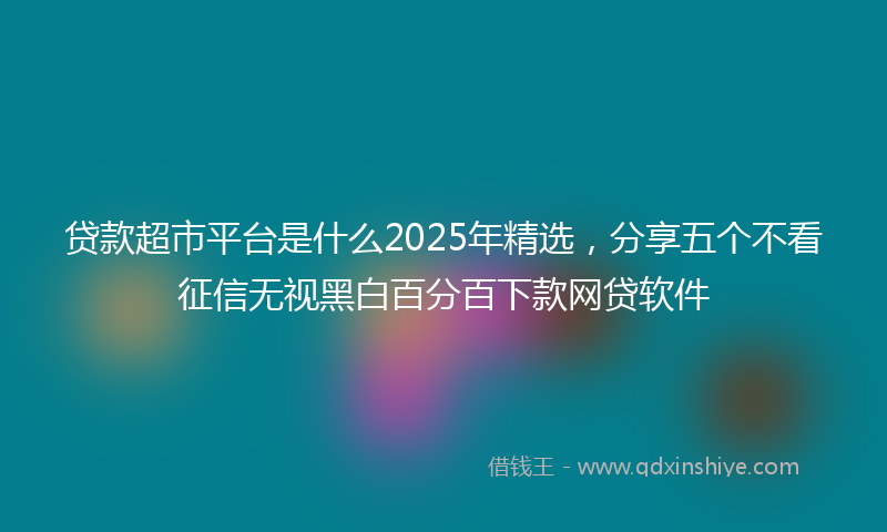 贷款超市平台是什么2025年精选，分享五个不看征信无视黑白百分百下款网贷软件