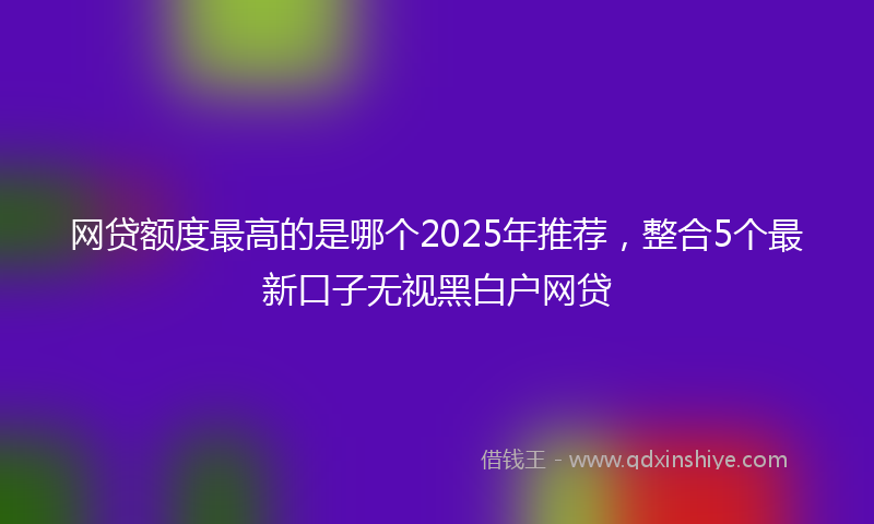 网贷额度最高的是哪个2025年推荐，整合5个最新口子无视黑白户网贷