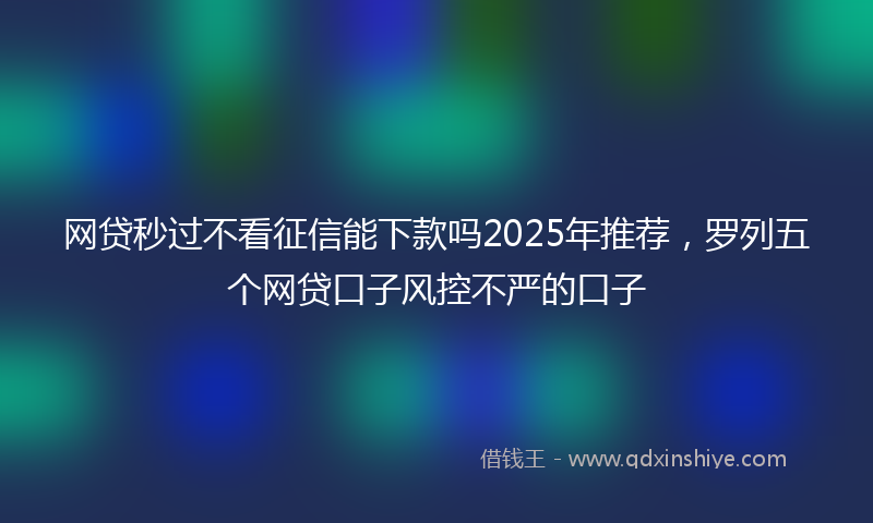 网贷秒过不看征信能下款吗2025年推荐，罗列五个网贷口子风控不严的口子