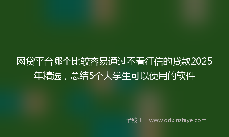 网贷平台哪个比较容易通过不看征信的贷款2025年精选，总结5个大学生可以使用的软件