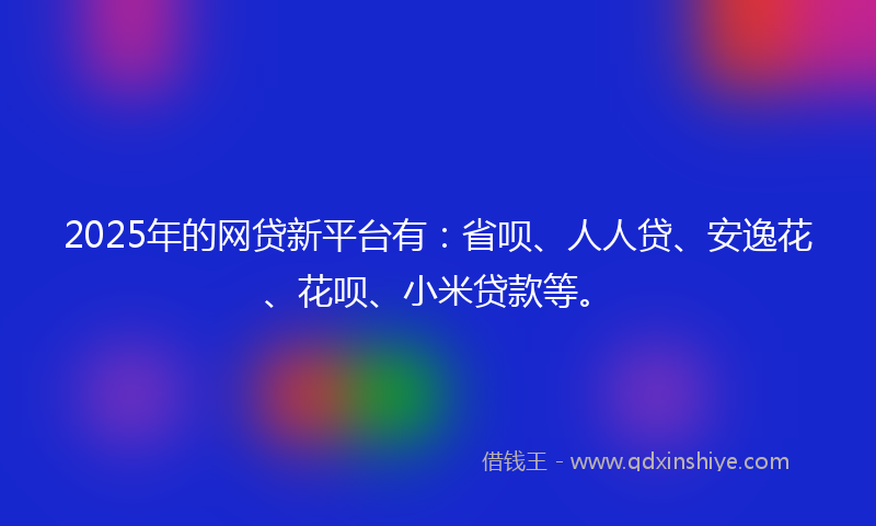2025年的网贷新平台有：省呗、人人贷、安逸花、花呗、小米贷款等。