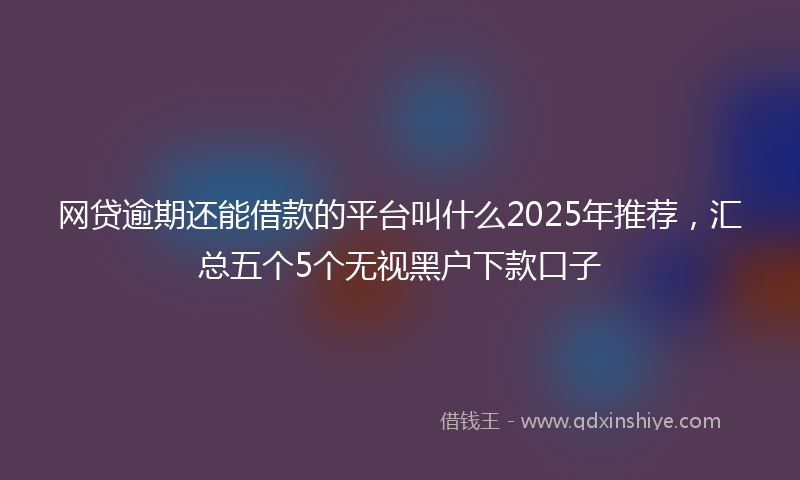 网贷逾期还能借款的平台叫什么2025年推荐，汇总五个5个无视黑户下款口子