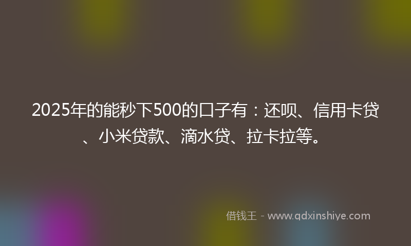 2025年的能秒下500的口子有：还呗、信用卡贷、小米贷款、滴水贷、拉卡拉等。