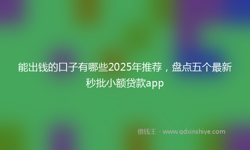 能出钱的口子有哪些2025年推荐，盘点五个最新秒批小额贷款app