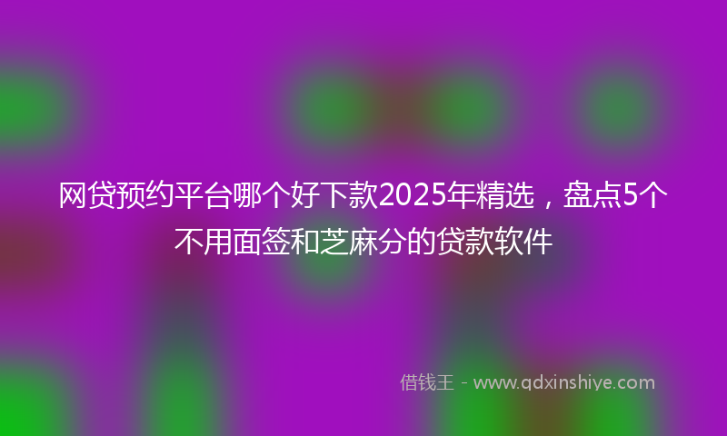 网贷预约平台哪个好下款2025年精选，盘点5个不用面签和芝麻分的贷款软件