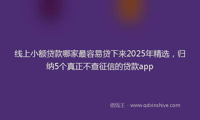 线上小额贷款哪家最容易贷下来2025年精选，归纳5个真正不查征信的贷款app