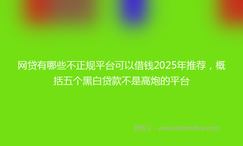 网贷有哪些不正规平台可以借钱2025年推荐，概括五个黑白贷款不是高炮的平台