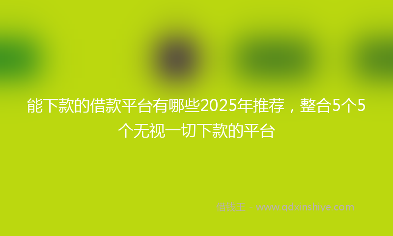 能下款的借款平台有哪些2025年推荐，整合5个5个无视一切下款的平台
