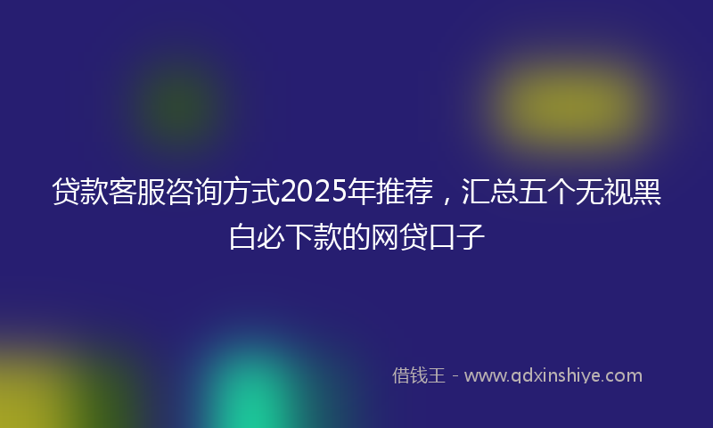 贷款客服咨询方式2025年推荐，汇总五个无视黑白必下款的网贷口子