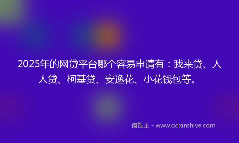 2025年的网贷平台哪个容易申请有：我来贷、人人贷、柯基贷、安逸花、小花钱包等。