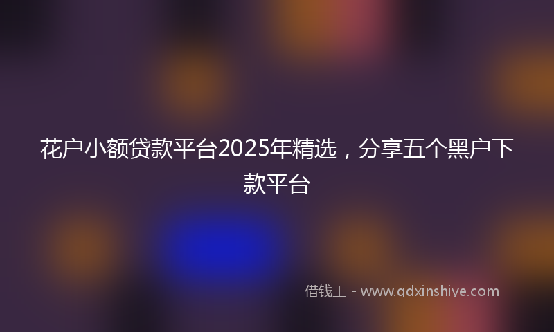 花户小额贷款平台2025年精选，分享五个黑户下款平台