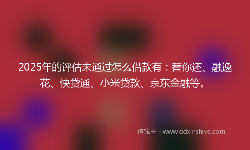 2025年的评估未通过怎么借款有：替你还、融逸花、快贷通、小米贷款、京东金融等。