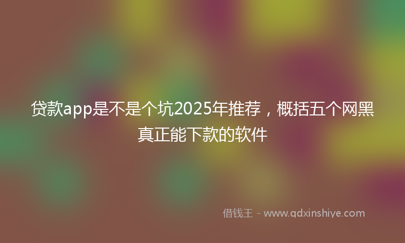 贷款app是不是个坑2025年推荐，概括五个网黑真正能下款的软件