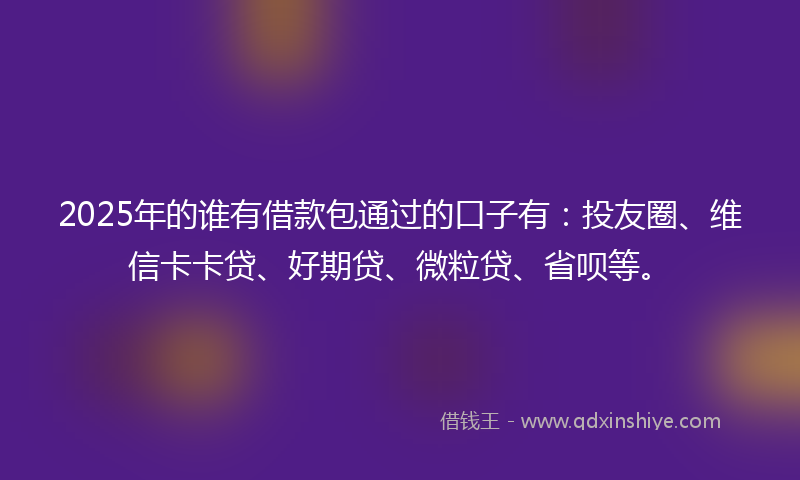 2025年的谁有借款包通过的口子有：投友圈、维信卡卡贷、好期贷、微粒贷、省呗等。
