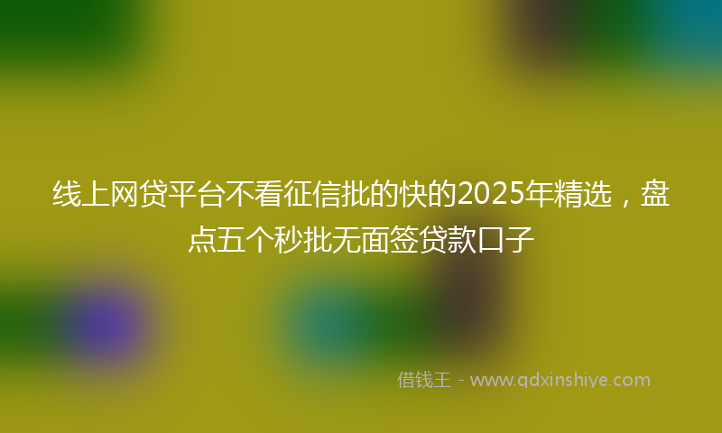 线上网贷平台不看征信批的快的2025年精选，盘点五个秒批无面签贷款口子