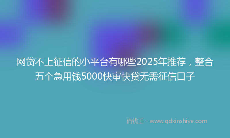 网贷不上征信的小平台有哪些2025年推荐，整合五个急用钱5000快审快贷无需征信口子