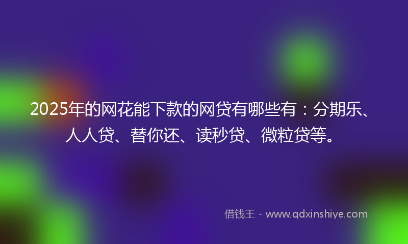 2025年的网花能下款的网贷有哪些有：分期乐、人人贷、替你还、读秒贷、微粒贷等。