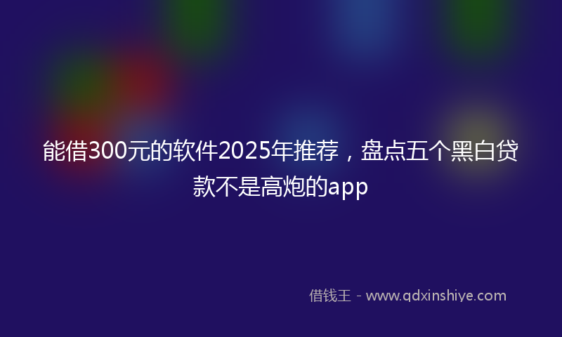 能借300元的软件2025年推荐，盘点五个黑白贷款不是高炮的app