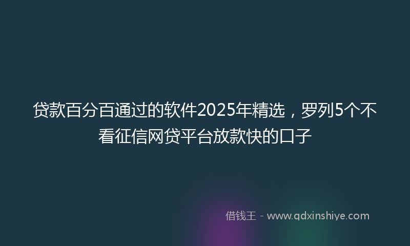 贷款百分百通过的软件2025年精选，罗列5个不看征信网贷平台放款快的口子