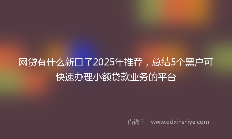 网贷有什么新口子2025年推荐，总结5个黑户可快速办理小额贷款业务的平台