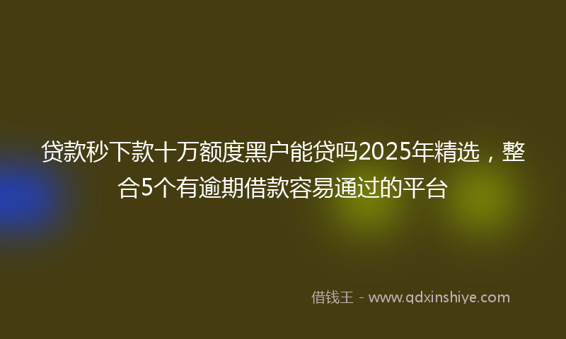 贷款秒下款十万额度黑户能贷吗2025年精选，整合5个有逾期借款容易通过的平台