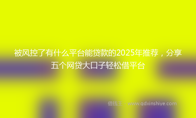 被风控了有什么平台能贷款的2025年推荐，分享五个网贷大口子轻松借平台